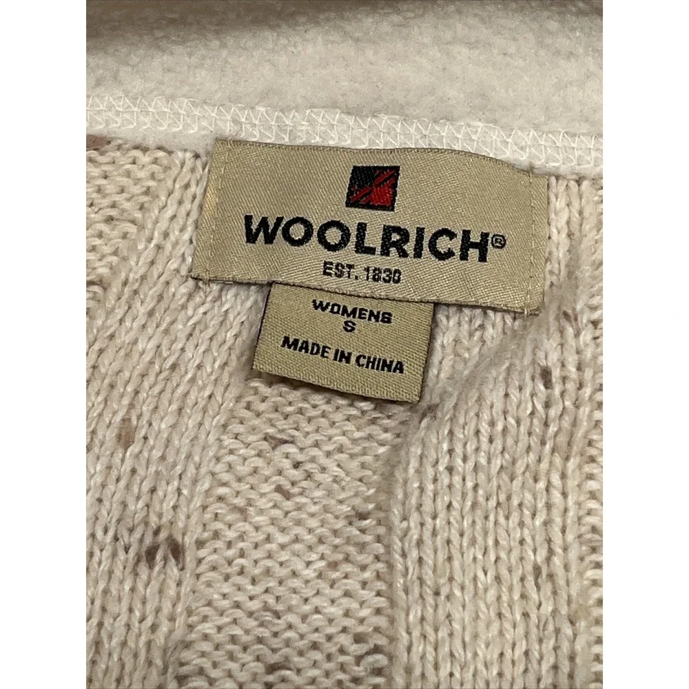 Woolrich Zip Front Sweater  Cardigan Vest Tan Heather Sz S Wool Blend Old‎ Money